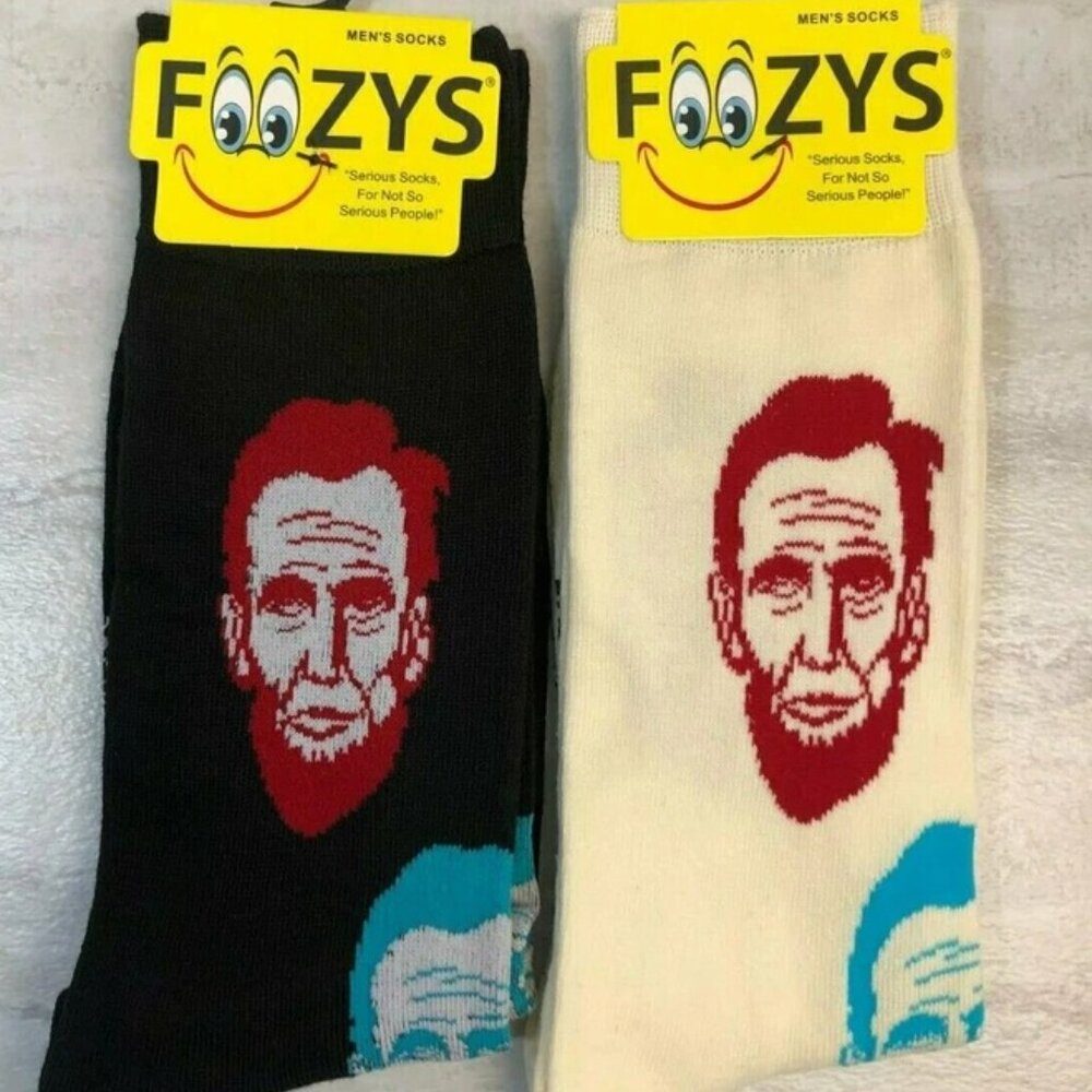 Abraham Lincoln Honest Abe 16th President Political Patriotic 2 Pair Men's Socks - Picture 3 of 3